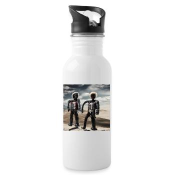 men in cyber world - Water bottle with straw - white - Right