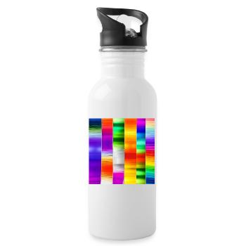 mix of crazy vertical colours - Water bottle with straw - white - Right