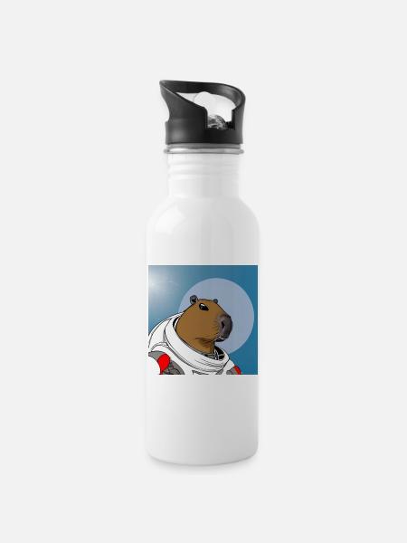 Capy astronaut - Water bottle with straw - white