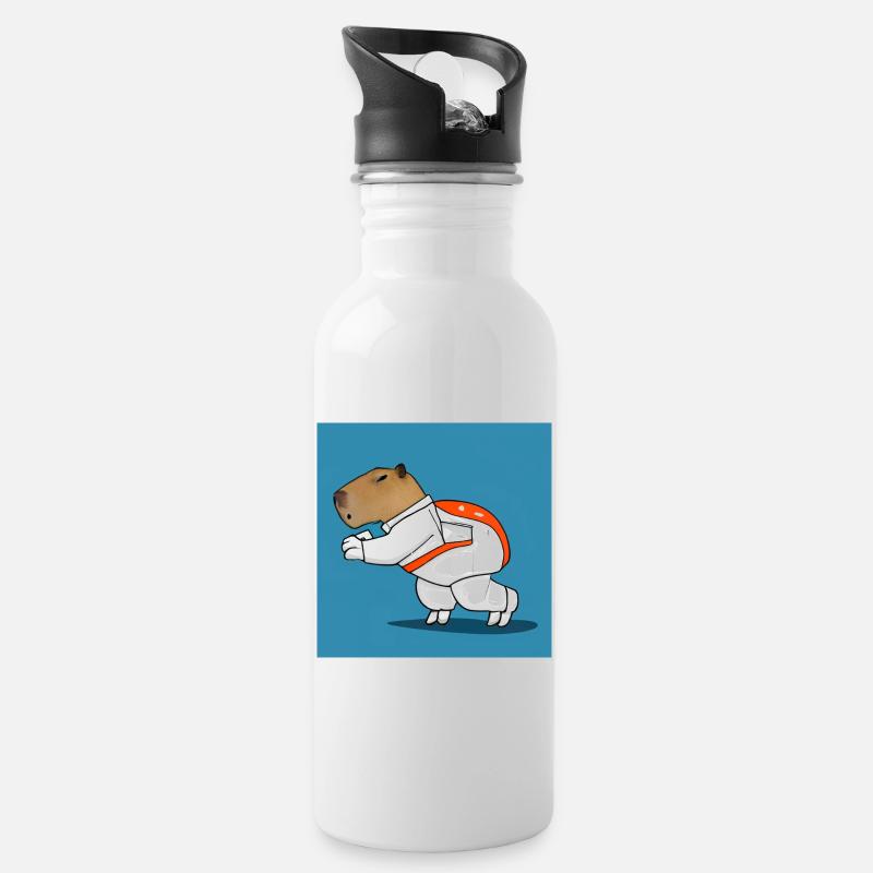Astronaute de Capybara - Gourde avec paille intégrée - blanc