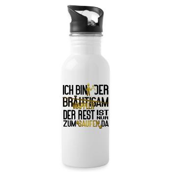 Bräutigam JGA Männer Wappler Saufen Spruch - Trinkflasche mit integriertem Trinkhalm - Weiß - Rechts