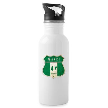 Warri Nigeria coat of arms flag design - Water bottle with straw - white - Right