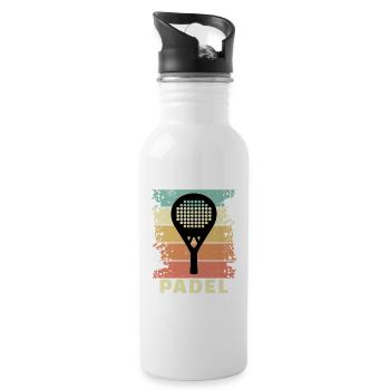 Tennis Sportart Padel Spruch Padelspiel Schläger - Trinkflasche mit integriertem Trinkhalm - Weiß - Rechts