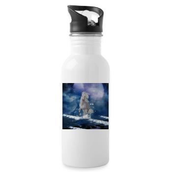 La majesté des loups avec le feu et l’eau - Gourde avec paille intégrée - blanc - Droite