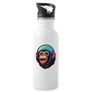 Weltraum-Affe - Trinkflasche mit integriertem Trinkhalm - Weiß - Rechts