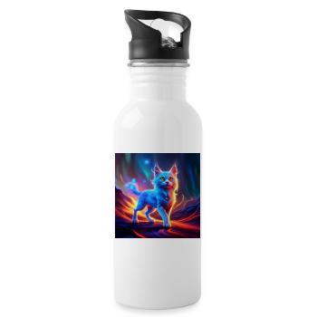Wunderbare blaue Katze. - Trinkflasche mit integriertem Trinkhalm - Weiß - Rechts