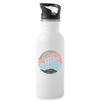 Hello Sunshine! Summer, sun, holidays - Water bottle with straw - white - Right