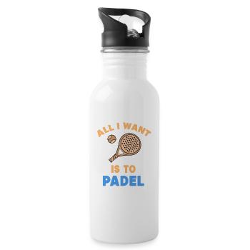 Padel Statement Padel Game Players Rackets Balls - Water bottle with straw - white - Right