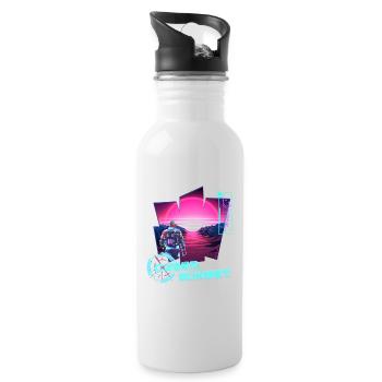 Astronaut Cyber Sunset gradient pink - Futuristic - Water bottle with straw - white - Right