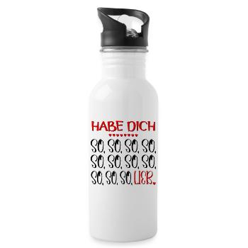 Habe Dich so lieb - BEZIEHUNG LIEBE - Trinkflasche mit integriertem Trinkhalm - Weiß - Rechts