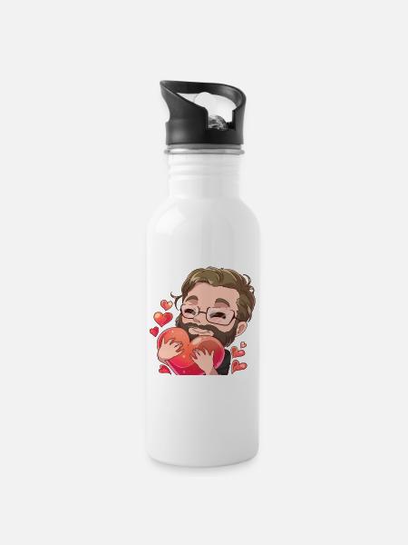 Heart Manny - Water bottle with straw - white