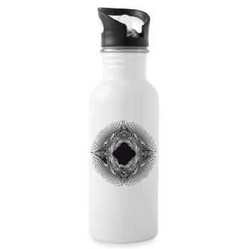ineinander verwobenes kunstvolles Ornament - Trinkflasche mit integriertem Trinkhalm - Weiß - Rechts