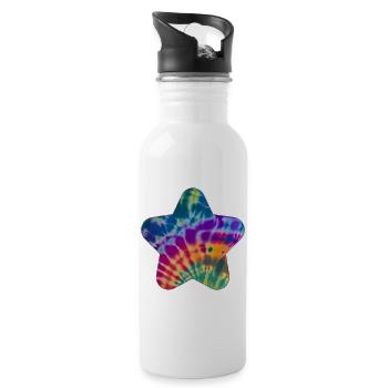 Groovy Tie Dye Star - Water bottle with straw - white - Right