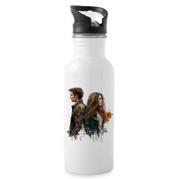 Liebespaar Geschenk - Trinkflasche mit integriertem Trinkhalm - Weiß - Rechts