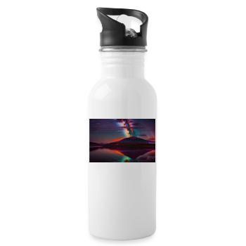 Vulkan 3d - Trinkflasche mit integriertem Trinkhalm - Weiß - Rechts