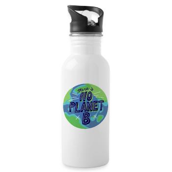 kein Planet B, Mutter Natur, Planet Erde - Trinkflasche mit integriertem Trinkhalm - Weiß - Rechts