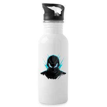 Wütender Roboter - Trinkflasche mit integriertem Trinkhalm - Weiß - Rechts