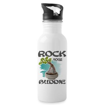 BONSAI tree on the stone Yamadori bonsai master - Water bottle with straw - white - Right