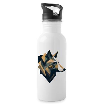 Moderne Kunst Fuchs - Trinkflasche mit integriertem Trinkhalm - Weiß - Rechts