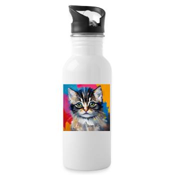 Cute Kitty - Water bottle with straw - white - Right