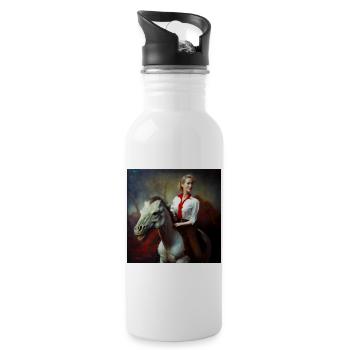 Prüfstandsfahrer 01 - Trinkflasche mit integriertem Trinkhalm - Weiß - Rechts