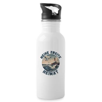 Urlaub an der Nordsee und Ostsee zweite Heimat - Trinkflasche mit integriertem Trinkhalm - Weiß - Rechts