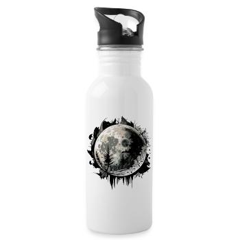 Mond Farbtropfen Schwarz Weiß - Trinkflasche mit integriertem Trinkhalm - Weiß - Rechts