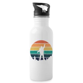 Glacier Hiking Hiker Hike Mountain Peaks - Water bottle with straw - white - Right