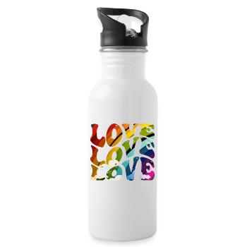 Rainbow Love Love Love - Water bottle with straw - white - Right