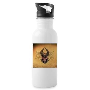 Ancient Egyptian beetle - Water bottle with straw - white - Right