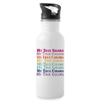 My true colors: rainbow vintage - Trinkflasche mit integriertem Trinkhalm - Weiß - Rechts