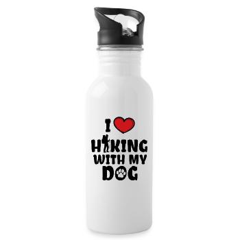 Ich Liebe Wandern Herz Statement Bergsteigen Natur - Trinkflasche mit integriertem Trinkhalm - Weiß - Rechts