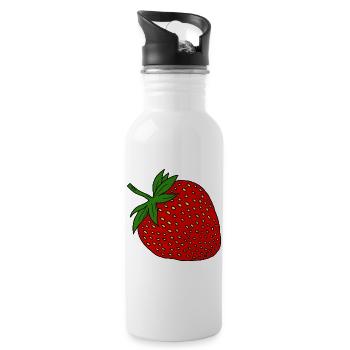Strawberry - Water bottle with straw - white - Right