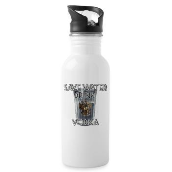 Save Water Drink Vodka Geschenk - Trinkflasche mit integriertem Trinkhalm - Weiß - Rechts
