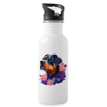Rottweiler - Gourde avec paille intégrée - blanc - Droite