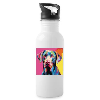 Labrador Retriever Pop Art - Trinkflasche mit integriertem Trinkhalm - Weiß - Rechts