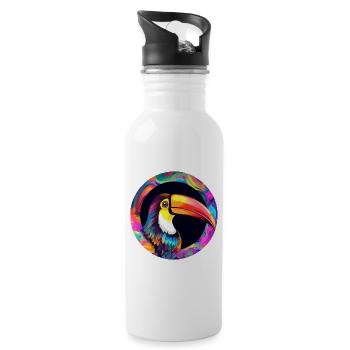 Toucan on colorful background - Water bottle with straw - white - Right