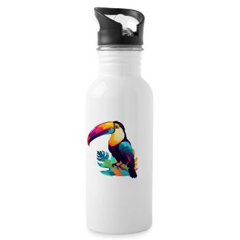 colorful toucan - Water bottle with straw - white - Right