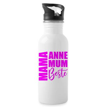 MUTTERTAG - MAMA - ANNE BESTE - MUM - Trinkflasche mit integriertem Trinkhalm - Weiß - Rechts
