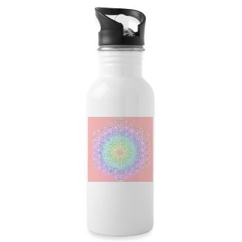 Flower of Life White - 5th Dimension - Water bottle with straw - white - Right