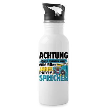 Kann spontan über eine 90er Jahre Party - Trinkflasche mit integriertem Trinkhalm - Weiß - Rechts