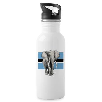 Elefant Flagge von Botswana - Trinkflasche mit integriertem Trinkhalm - Weiß - Rechts