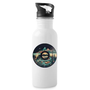 camping Wohnwagen in Berglandschaft mit - Trinkflasche mit integriertem Trinkhalm - Weiß - Rechts