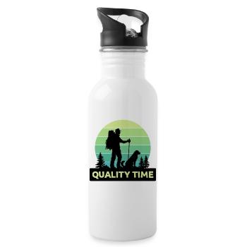 Naturliebhaber Wandern Statement Bergsteigen Berge - Trinkflasche mit integriertem Trinkhalm - Weiß - Rechts