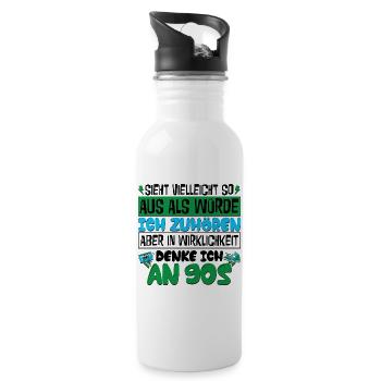 in Wirklichkeit denke ich an 90s - Trinkflasche mit integriertem Trinkhalm - Weiß - Rechts