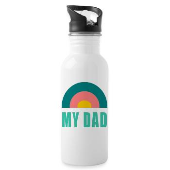 PAPA. PAPA. VATERTAG. ALLES GUTE ZUM GEBURTSTAG, PAPA. FEST - Trinkflasche mit integriertem Trinkhalm - Weiß - Rechts