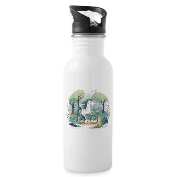 Licorne à vélo - Gourde avec paille intégrée - blanc - Droite