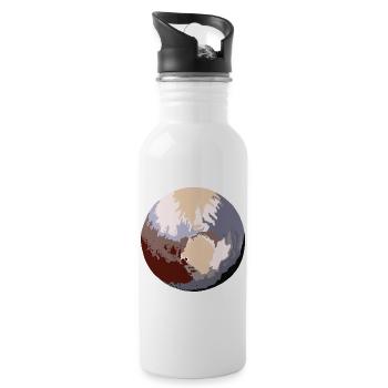 Pluto - Zwergplanet - Trinkflasche mit integriertem Trinkhalm - Weiß - Rechts