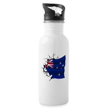 Drapeau de l’Australie - Australie - Drapeau cassé - Gourde avec paille intégrée - blanc - Droite