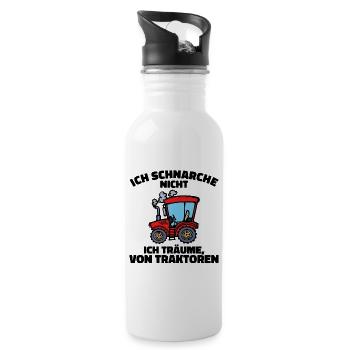 Traktor Statement Fahrzeug Ackerbau Biobauer - Trinkflasche mit integriertem Trinkhalm - Weiß - Rechts